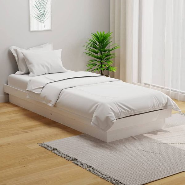 vidaXL Posteľný rám, biely drevený masív 75x190cm malé jednolôžko