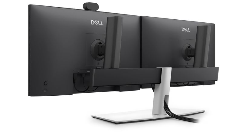 Dell stojan pro dva monitory MDS26 Stojan pro monitory, 2 displeje 19–27", VESA 100×100, výška 150 mm, náklon, otácení, pivot, Quick Release, cerný/stríbrný