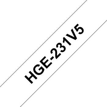 Brother - Originálna kazeta s pásom, HGE231V5, čierny tlač na bielom, šírka 12 mm, balenie 5 ks