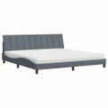 vidaXL Posteľ s matracom Hanko tmavosivý 200x200 cm zamat