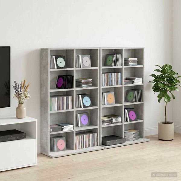 vidaXL CD Skrinka 2 ks Betónovo sivá 65 x 23,5 x 97,5 cm