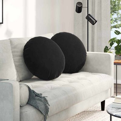 vidaXL Vankúše na sedenie 2 pcs Čierna Ø50 x 19 cm Zamat