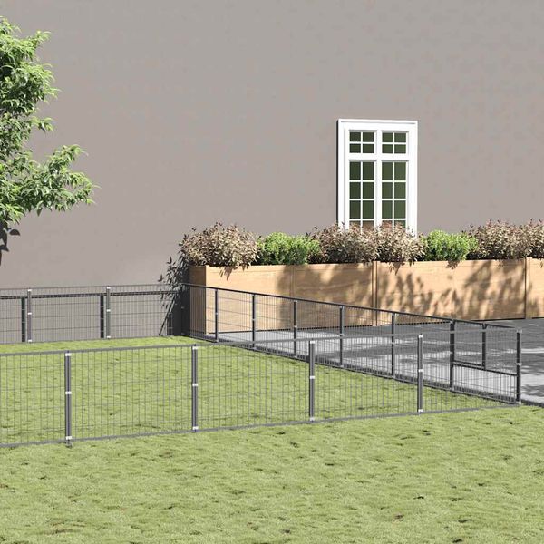 vidaXL Koterec pre psov strieborný 70 m² oceľ
