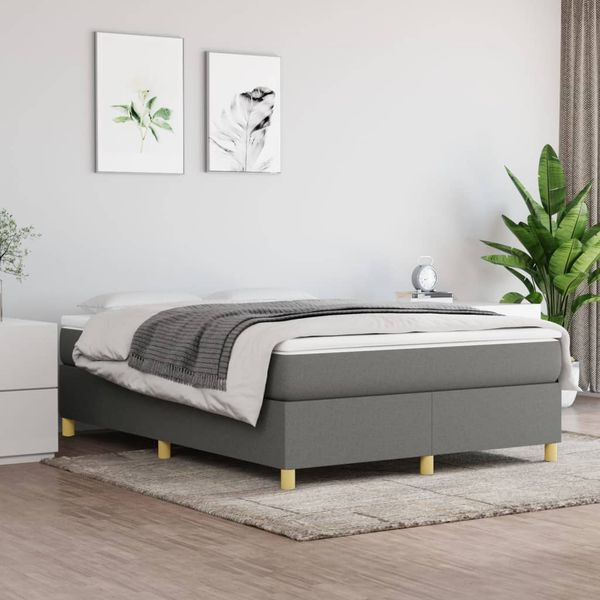 vidaXL Posteľný rám s boxspringom tmavosivá 140x200 cm látka