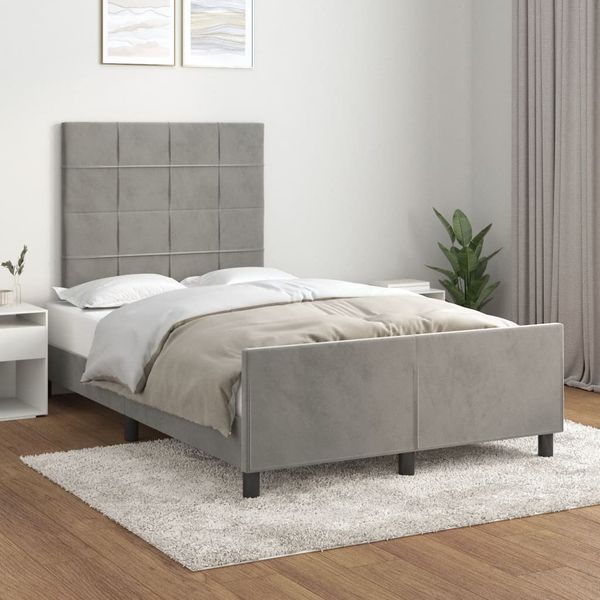 vidaXL Posteľ bez matracom svetlosivá 120x190 cm zamat