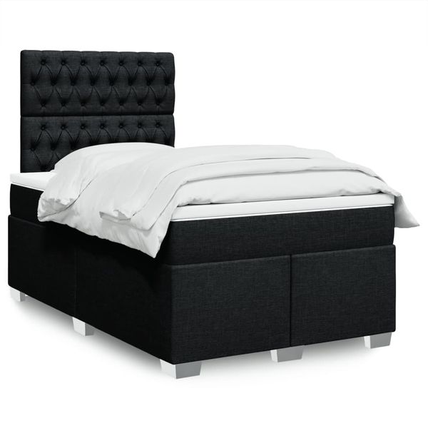 vidaXL Boxspring posteľ s matracom čierny 120x200 cm látka