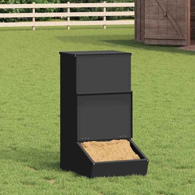 vidaXL Feeder pre prasatá Čierna 55 x 38 x 76 cm Studenokoľajná oceľ