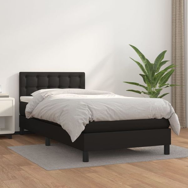 vidaXL Boxspring posteľ s matracom čierna 100x200 cm umelá koža
