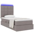 vidaXL LED úložná posteľ s matracom Sivohnedá 90 x 190 cm Látka