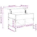 vidaXL Konferenčný stolík dymový dub 70x50x50 cm kompozit. drevo a kov