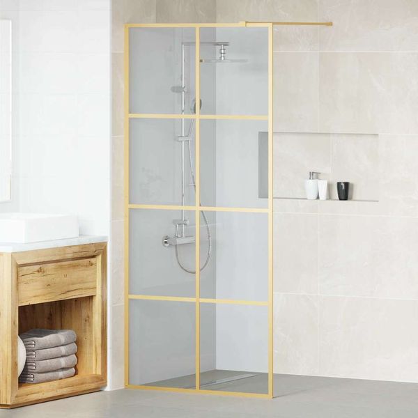 vidaXL Stena walk-in sprchy Zlatá 90 x 195 cm tvrdené sklo