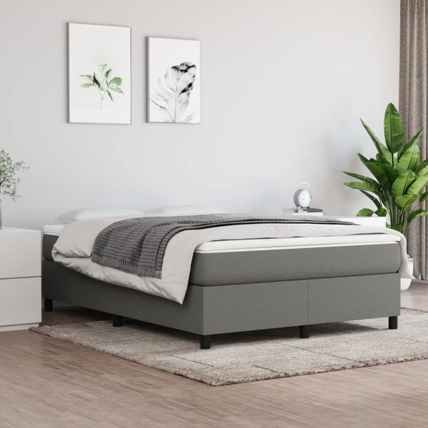 vidaXL Posteľný rám s boxspringom tmavosivá 140x200 cm látka