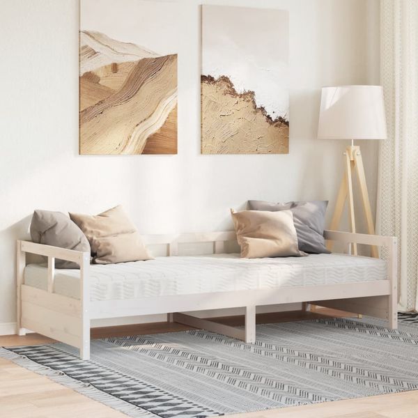 vidaXL Denná posteľ s matracom, biela 80x200 cm, borovicový masív