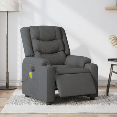 vidaXL Elektrické masážne sklápacie kreslo tmavosivé látka