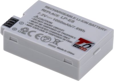 Batéria T6 power Canon LP-E8, 1050mAh, 7,6Wh, sivá