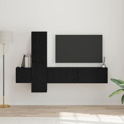 vidaXL Zostava TV skriniek Nástenný 5 pcs Čierny dub Kompozitné drevo