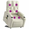 vidaXL Elektrické zdvíhacie masážne sklápacie kreslo krémové umel.koža