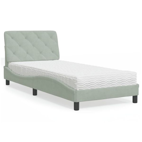 vidaXL Posteľ s matracom bledosivý 90x200 cm zamat