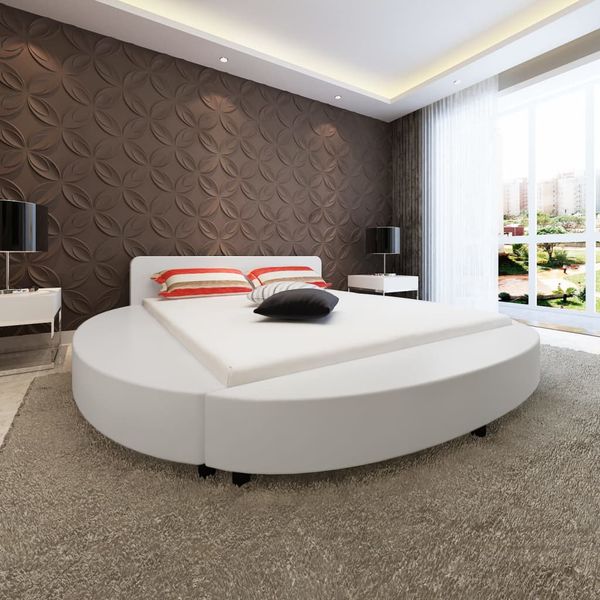 vidaXL Posteľ s matracom, biela, umelá koža 180x200 cm