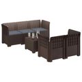 vidaXL 5-miestna záhradná pohovka s vankúšmi vzhľad ratanu PP Hnedá