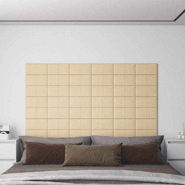 vidaXL Nástenné panely 12 ks krémové 30x15 cm látkové 0,54 m²
