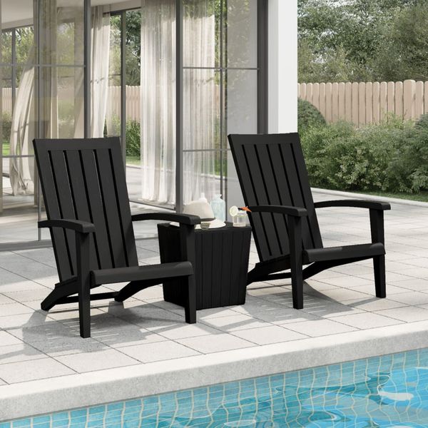 vidaXL Záhradné stoličky Adirondack 2 ks čierne polyratan