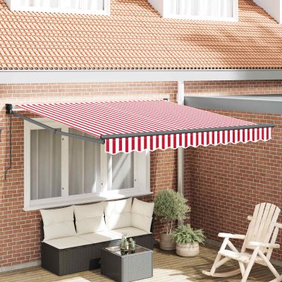 vidaXL Sklopná markíza Červená a Biela 300 x 250 cm