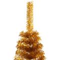 vidaXL Umelý polovičný vianočný stromček+stojan, zlatý 120 cm, PET