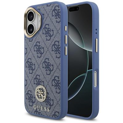 Guess 4G Strass Logo MagSafe case for iPhone 17 blue