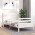 vidaXL Rám postele s čelom biely 100x200 cm masívne drevo