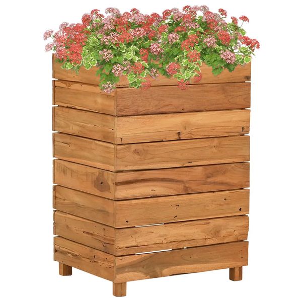 vidaXL Vyvýšený záhon 50x40x72 cm, recyklované tíkové drevo a oceľ