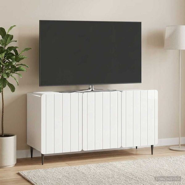 vidaXL TV skrinka Biela s vysokým leskom 99 x 34,5 x 52 cm