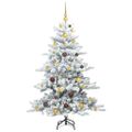vidaXL Umelý Sklápací Vianočný Stromček Biela 150 cm PVC a oceľ