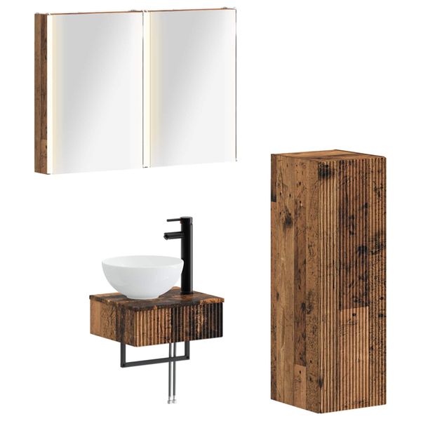 vidaXL Set kabinetov do kúpeľne 4 pcs Staré drevo 43 x 11,5 x 60,5 cm