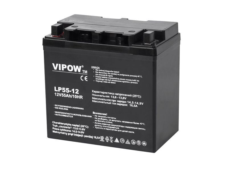 Batéria olovená 12 V / 55 Ah VIPOW bezúdržbový akumulátor