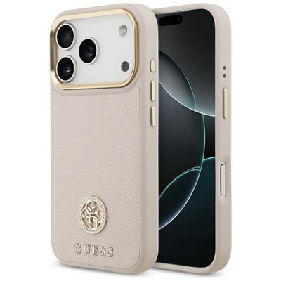Guess case for iPhone 17 Pro HC MAGSAFE PU W/ GRAINED PU STRASS LOGO pink