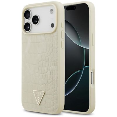 Puzdro Guess Croco Triangle Logo MagSafe pre iPhone 17 Pro Max zlaté
