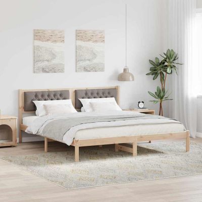 vidaXL Rám postele Sivohnedá 160 x 200 cm Masívne borovicové drevo