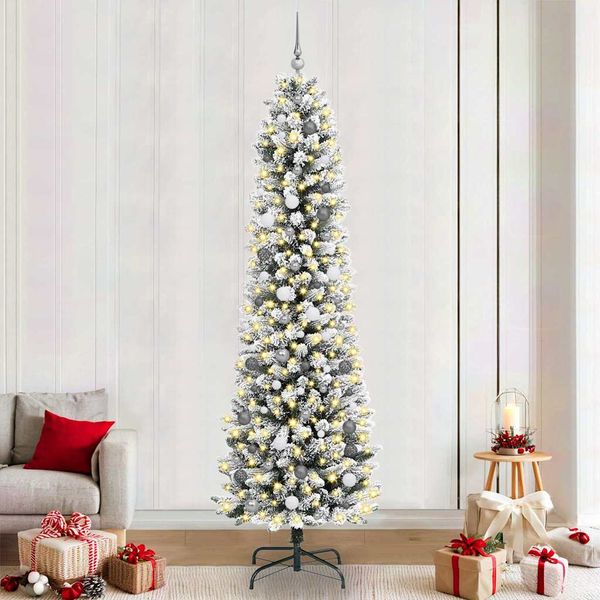 vidaXL Umelý vianočný stromček Biela 240 cm PVC, kov a plast