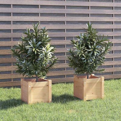 vidaXL Záhradné kvetináče 2 ks 31x31x31 cm, borovicový masív