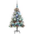 vidaXL Umelý vianočný stromček Zelená a biela 120 cm PVC, kov a plast