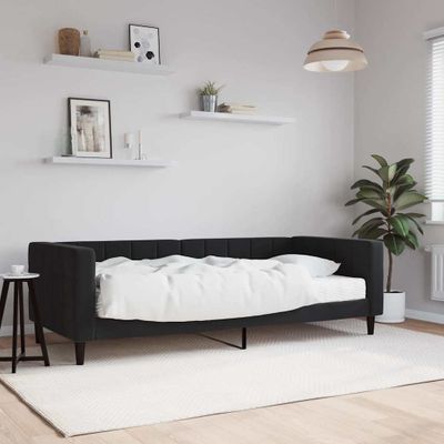 vidaXL Denná posteľ s matracom čierna 90x190 cm zamat