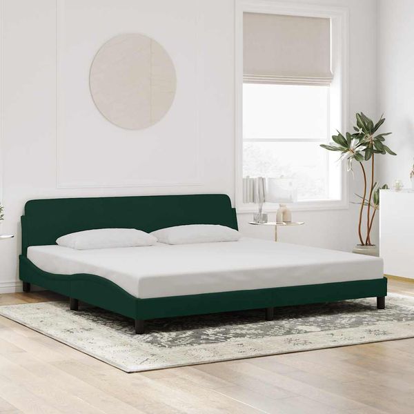 vidaXL Rám postele Dover tmavozelený 200x200 cm zamat