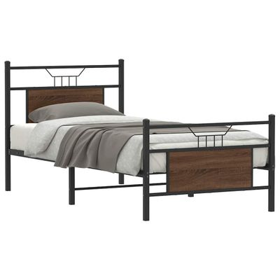 vidaXL Posteľný rám bez matraca hnedý dub 90x190 cm kompozitné drevo