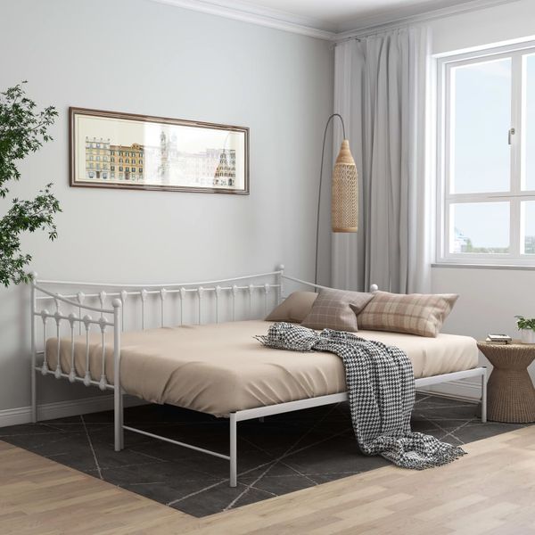 vidaXL Rám rozkladacej pohovky biely kovový 90x200 cm