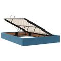 vidaXL Postel s úložným prostorem a matrací Tmavomodrá 140 x 190 cm