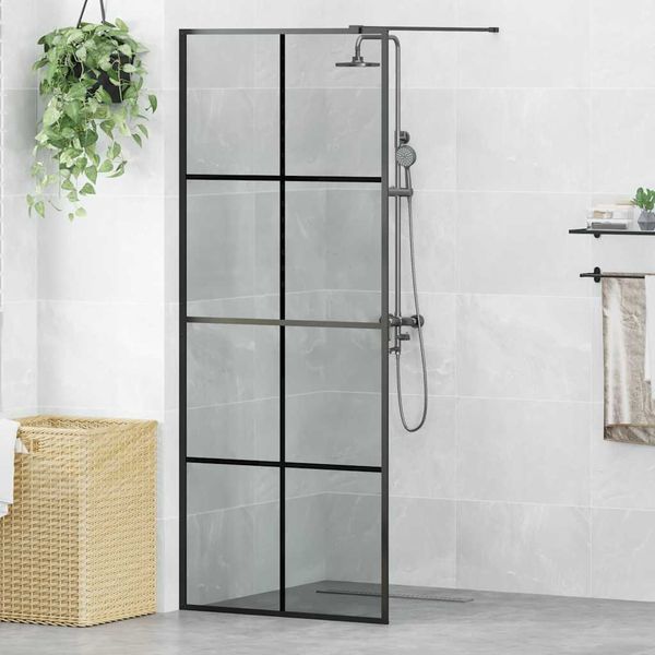 vidaXL Stena walk-in sprchy Čierna 80 x 195 cm tvrdené sklo