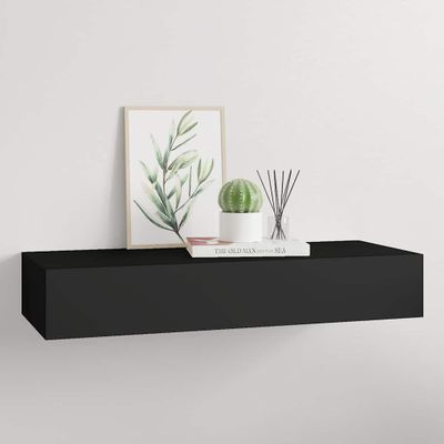 vidaXL Nástenná zásuvková polica čierna 60x23,5x10 cm MDF