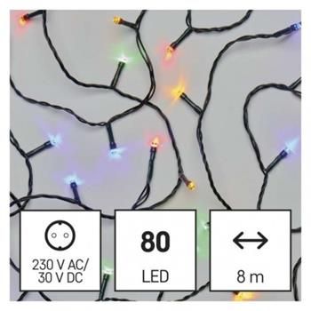 LED vianočný reťazec, 8 m, vonkajší aj vnútorný, multikolor, časovač