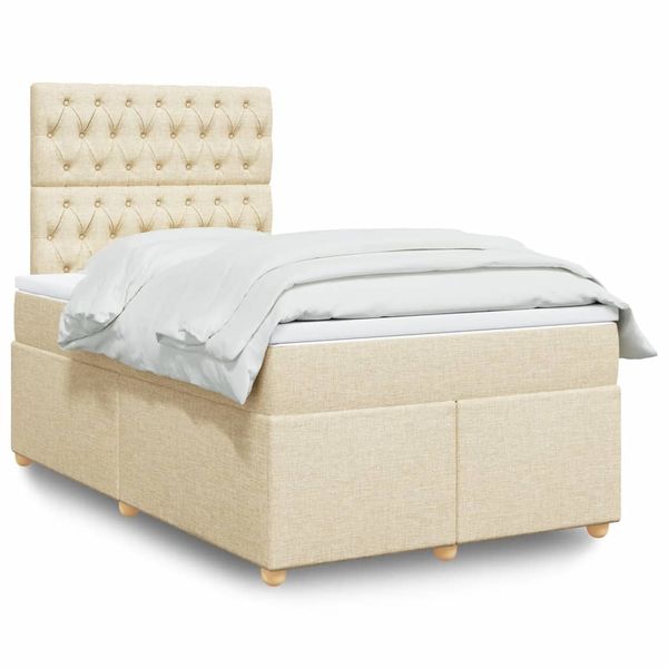 vidaXL Boxspring posteľ s matracom krémový 120x200 cm látka